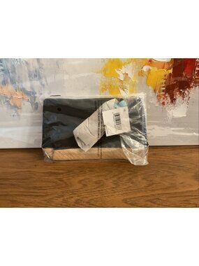 NORDSTROM Straw Raffia Woven Summer Clutch Cosmetic Bag, Zipper Tassel Pouch NWT